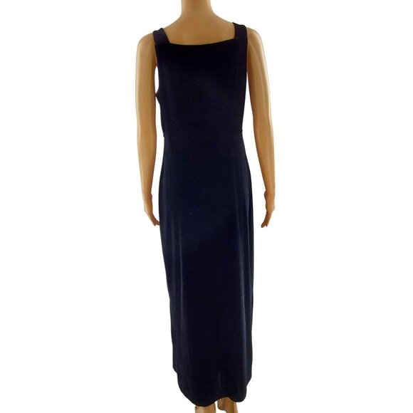 Vintage Black 80s 90s VELVET Maxi Dress sz 10 Medium Party Dress, Holiday Dress, - Picture 5 of 7